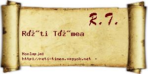 Réti Tímea névjegykártya